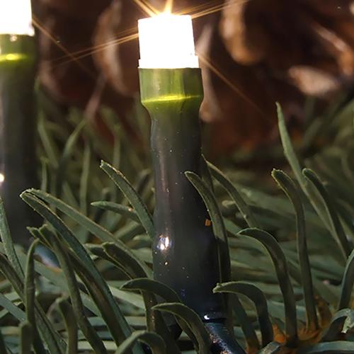 FHS LED-Batterie-Minikette außen 144er warmweiß, IP44 6/18 h Timer, Batterien 3 x AA