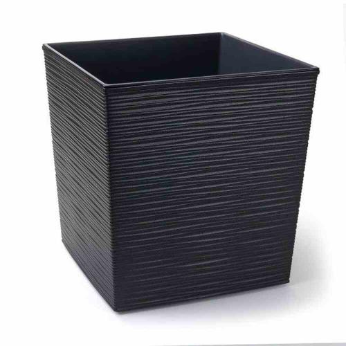 SIENA GARDEN Pflanzgefäß NIZZA GROOVE, anthrazit Rillenoptik, 25 x 25 x 26 cm Kunststoffgefäß mit Einsatz