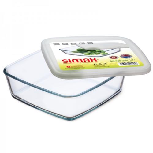 SIMAX Vorratsschale 18 x 18 x 5,5 cm Borosilikatglas mit Frischhaltedeckel