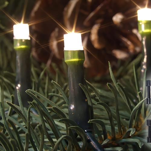 FHS LED-Batterie-Minikette außen 144er warmweiß, IP44 6/18 h Timer, Batterien 3 x AA
