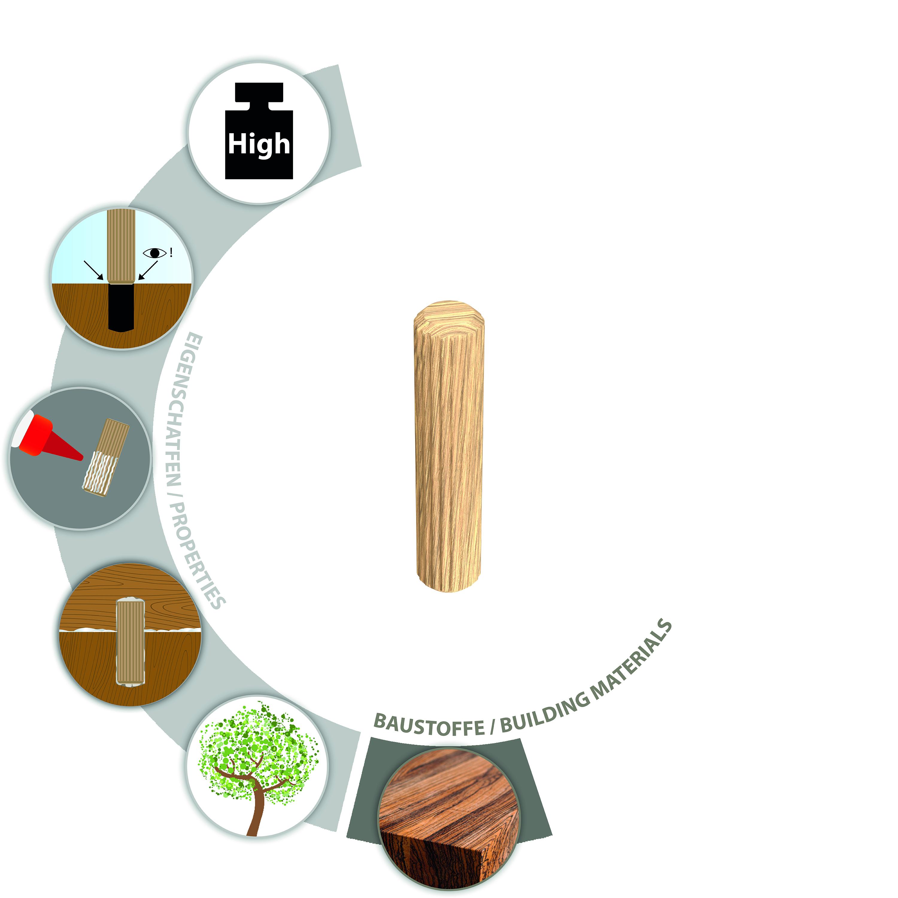 TOX wooden dowels Boltfix wood 6x30 mm, fluted dowels made of solid beech - Picture 5 of 7