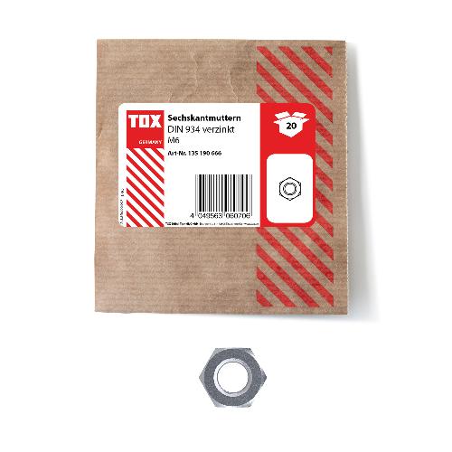 TOX Sechskantmuttern DIN 934 verzinkt M6 (20 Stk.)