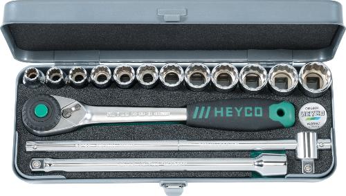 HEYCO 70-0010-M Steckschlüssel-Garnitur, 15-tlg., 1/2"