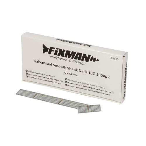 Fixman Galvanisierte Glattschaftnägel, 18 G, 5.000er-Pckg. 12 x 1,25 mm