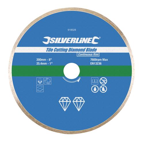 Silverline Diamant-Fliesentrennscheibe 200 x 25,4 mm, geschlossener Rand