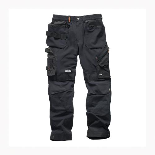 Scruffs Arbeitshose mit Holstertaschen „Pro Flex Plus“, schwarz Größe 54 regulär