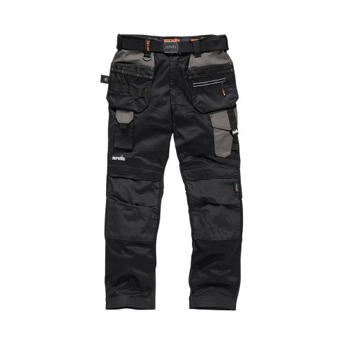 Scruffs Arbeitshose mit Holstertaschen „Pro Flex“, schwarz Größe 21 kurz