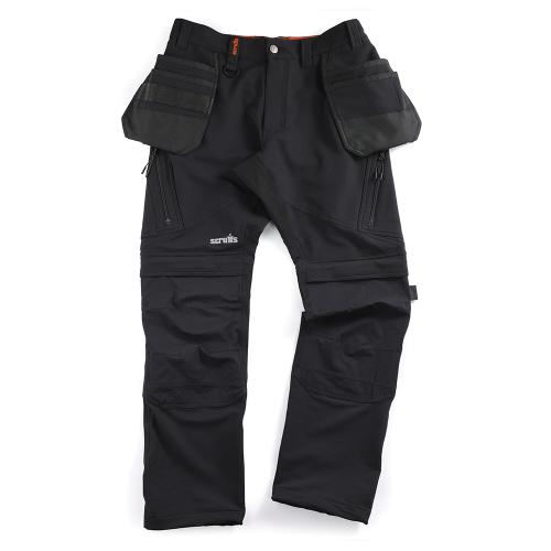 Scruffs Arbeitshose „Tech“ mit Holstertaschen, schwarz Größe 56 regulär