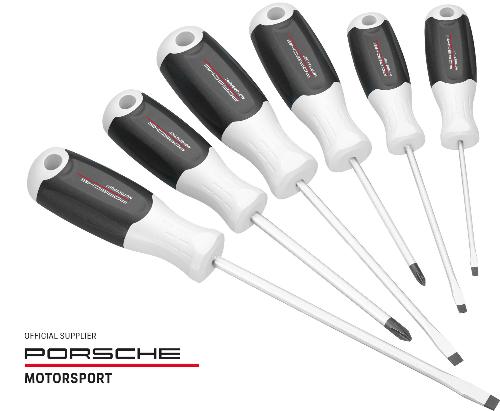 HAZET Schraubendreher Satz 811/6-PD, 6-teilig, Porsche Motorsport Edition, PH Kreuzschlitz und Schlitz, 3-Komponenten-Griff