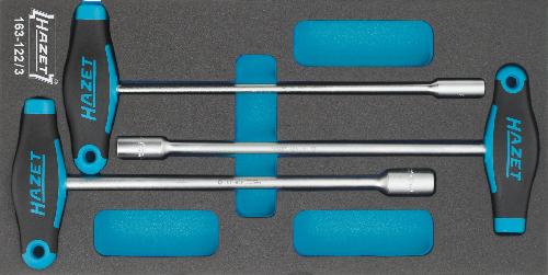 HAZET Steckschlüssel Satz ∙ mit T-Griff 163-122/3 ∙ Außen Sechskant Profil ∙ 3-teilig ∙ 8 ∙ 10 ∙ 13