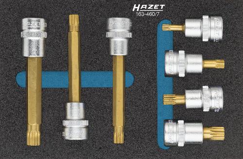 HAZET Schraubendreher-Steckschlüsseleinsatz Satz 163-460/7 ∙ 3/8 Zoll (10 mm) Vierkant hohl ∙ Innen Vielzahn Profil XZN ∙ 7-teilig ∙ M5 – M10