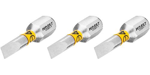 HAZET Bit 2208N-4/3 ∙ 1/4 Zoll (6,3 mm) Sechskant massiv ∙ Schlitz Profil ∙ 3-teilig ∙ SW 0,5 x 4 mm