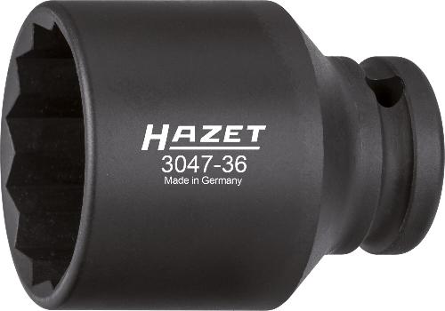 HAZET Kraft-Steckschlüsseleinsatz 3047-36 ∙ 1/2 Zoll (12,5 mm) Vierkant hohl ∙ Außen Doppelsechskant-Tractionsprofil ∙ SW 36 mm