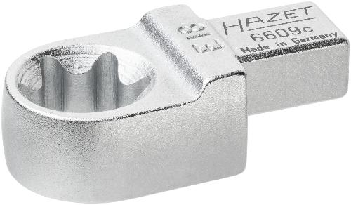 HAZET Einsteck Ringschlüssel 6609C-E18 ∙ 9 x 12 mm Einsteck-Vierkant massiv ∙ Außen TORX® Profil ∙ SW E18