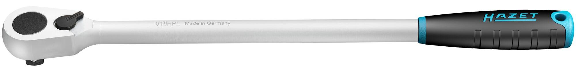 HAZET HiPer Feinzahn-Umschaltknarre ∙ lang 916HPL ∙ 1/2 Zoll (12,5 mm) Vierkant massiv ∙ Länge: 415 mm