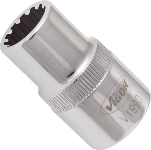 VIGOR Steckschlüsseleinsatz ∙ V1990 ∙ 1/2 Zoll (12,5 mm) Vierkant hohl ∙ Multiprofil ∙ SW 12 mm