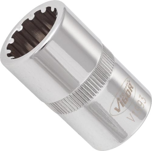 VIGOR Steckschlüsseleinsatz ∙ V1993 ∙ 1/2 Zoll (12,5 mm) Vierkant hohl ∙ Multiprofil ∙ SW 15 mm