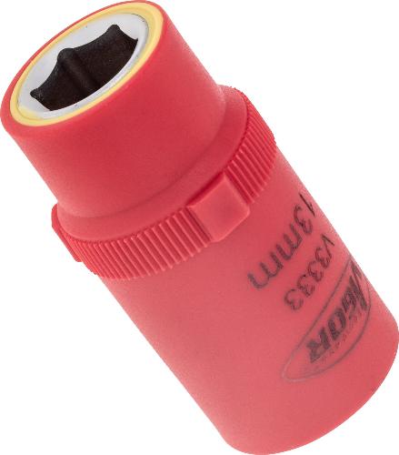 VIGOR VDE Steckschlüsseleinsatz ∙ V3333 ∙ 1/2 Zoll (12,5 mm) Vierkant hohl ∙ Außen Sechskant Profil ∙ SW 13 mm