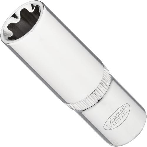 VIGOR Steckschlüsseleinsatz ∙ lang ∙ V7014-22 ∙ 1/2 Zoll (12,5 mm) Vierkant hohl ∙ Außen TORX® Profil ∙ SW E22