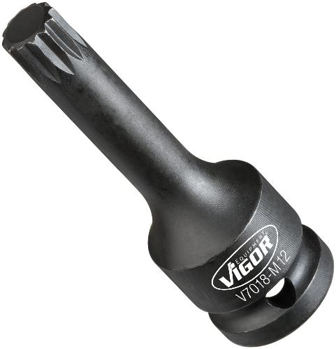 VIGOR Schlagschrauber Schraubendrehereinsatz V7018-M12 1/2 Zoll (12,5 mm) Vierkant hohl Innen Vielzahn Profil XZN SW M12