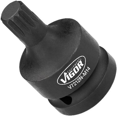 VIGOR Schlagschrauber Schraubendrehereinsatz ∙ V7212N-M14 ∙ 3/4 Zoll (20 mm) Vierkant hohl ∙ Außen Sechskant Profil, Außen Doppelsechskant Profil ∙ SW M14