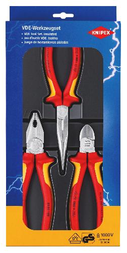 KNIPEX 00 20 12 Elektro-Paket 1 x 03 06 180, 1 x 26 16 200, 1 x 70 06 160 (SB-Karte/Blister)