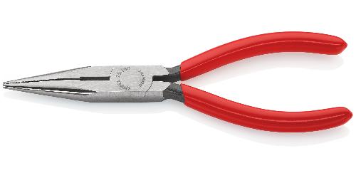 KNIPEX 25 01 160 Flachrundzange mit Schneide (Radiozange) mit Kunststoff überzogen schwarz atramentiert 160 mm
