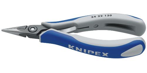 KNIPEX 34 22 130 Präzisions-Elektronik-Greifzange mit Mehrkomponenten-Hüllen brüniert 135 mm