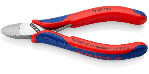 KNIPEX 77 82 130 Elektronik-Seitenschneider mit Mehrkomponenten-Hüllen 130 mm