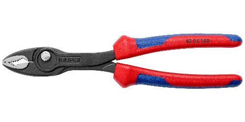 KNIPEX 82 02 200 TwinGrip® Frontgreifzange mit Mehrkomponenten-Hüllen grau atramentiert 200 mm