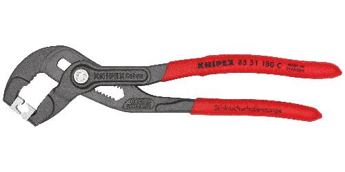 KNIPEX 85 51 180 C Schlauchschellenzange für Click-Schellen mit rutschhemmendem Kunststoff überzogen grau atramentiert 180 mm
