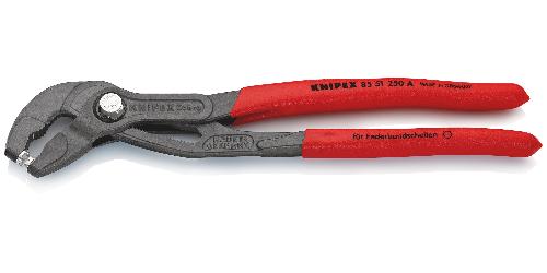 KNIPEX 85 51 250 A Federbandschellenzange mit rutschhemmendem Kunststoff überzogen grau atramentiert 250 mm