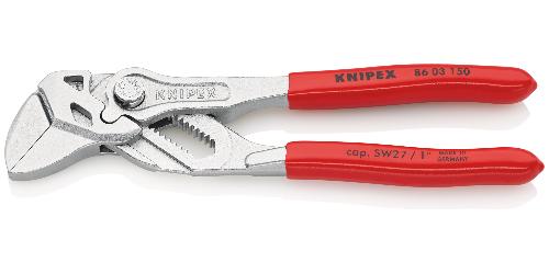 KNIPEX 86 03 150 Zangenschlüssel Zange und Schraubenschlüssel in einem Werkzeug mit Kunststoff überzogen verchromt 150 mm