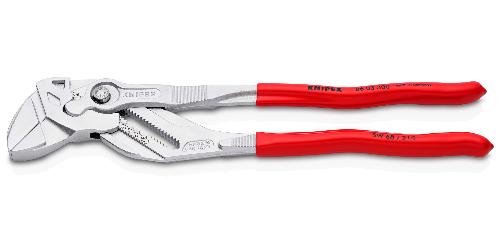 KNIPEX 86 03 300 Zangenschlüssel Zange und Schraubenschlüssel in einem Werkzeug mit Kunststoff überzogen verchromt 300 mm