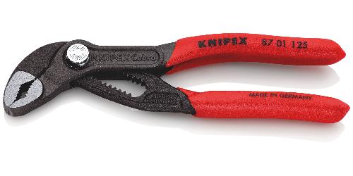 KNIPEX 87 01 125 Cobra® Hightech-Wasserpumpenzange mit rutschhemmendem Kunststoff überzogen grau atramentiert 125 mm
