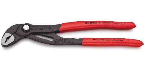 KNIPEX 87 01 250 Cobra® Hightech-Wasserpumpenzange mit rutschhemmendem Kunststoff überzogen grau atramentiert 250 mm