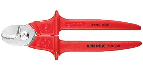 KNIPEX 95 06 230 Kabelschere Griffe mit Kunststoff umspritzt isoliert, mit Kunststoff umspritzt, VDE-geprüft 230 mm