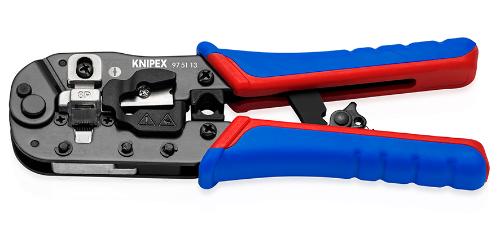KNIPEX 97 51 13 SB Crimpzange für RJ45-Westernstecker mit Mehrkomponenten-Hüllen brüniert 190 mm