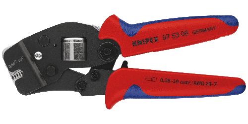 KNIPEX 97 53 08 SB Selbsteinstellende Crimpzange für Aderendhülsen mit Fronteinführung mit Mehrkomponenten-Hüllen brüniert 190 mm (SB-Karte/Blister)
