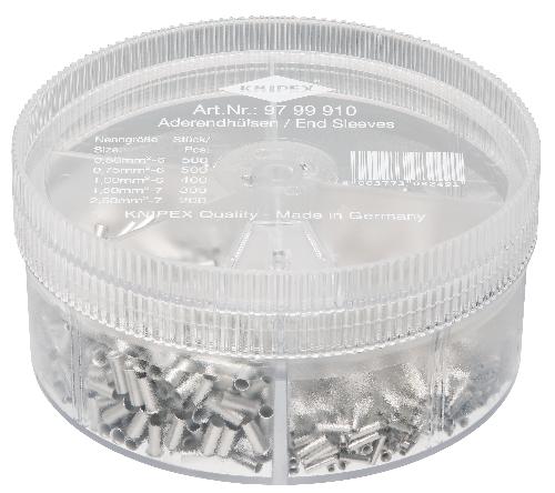 KNIPEX 97 99 910 Sortimentsboxen mit 1900 unisolierten Aderendhülsen 5 x Aderendhülsen Sets