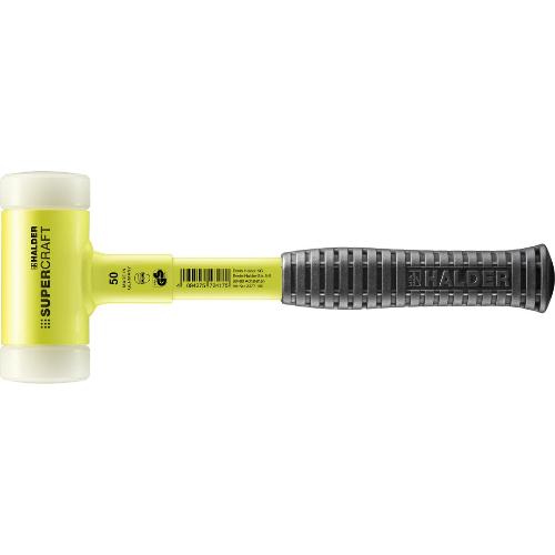 HALDER SUPERCRAFT-Schonhammer, mit bruchsicherem Stahlrohrstiel, gelb-fluoreszierend beschichtet und ergonomisch geformtem, rutschsicherem Griff | D=50 mm | 3377.150