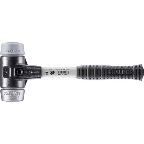 HALDER SIMPLEX-Schonhammer, TPE-mid / Weichmetall; mit verstärktem Tempergussgehäuse und Fiberglasstiel | D=50 mm | 3739.050