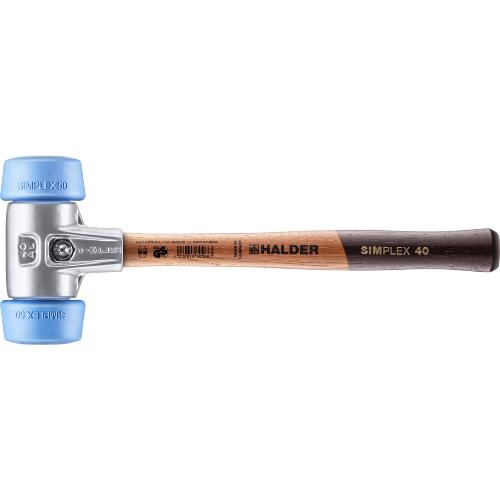 HALDER SIMPLEX-Schonhammer, 50:40, TPE-soft; mit Aluminiumgehäuse und hochwertigem Holzstiel | D=50 mm | 3101.051