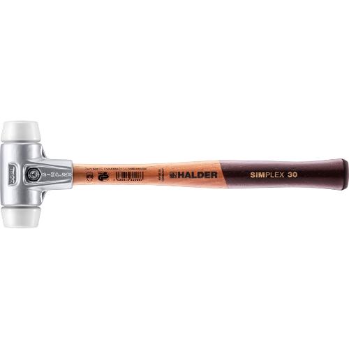 HALDER SIMPLEX-Schonhammer, Superplastik; mit Aluminiumgehäuse und hochwertigem Holzstiel | D=30 mm | 3107.030
