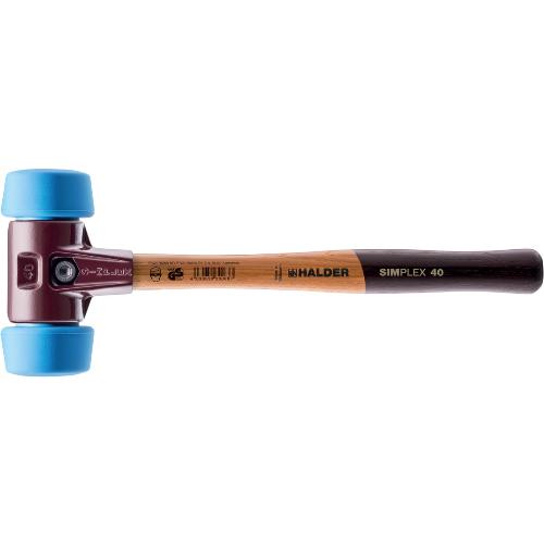 HALDER SIMPLEX-Schonhammer, 50:40, TPE-soft; mit Tempergussgehäuse und hochwertigem Holzstiel | D=50 mm | 3001.051