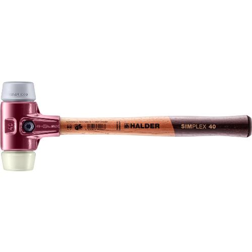 HALDER SIMPLEX-Schonhammer, TPE-mid / Nylon; mit Tempergussgehäuse und hochwertigem Holzstiel | D=40 mm | 3038.040