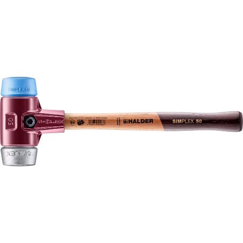 HALDER SIMPLEX-Schonhammer, TPE-soft / Weichmetall; mit Tempergussgehäuse und hochwertigem Holzstiel | D=50 mm | 3019.050