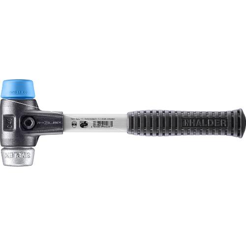 HALDER SIMPLEX-Schonhammer, TPE-soft / Weichmetall; mit verstärktem Tempergussgehäuse und Fiberglasstiel | D=40 mm | 3719.040