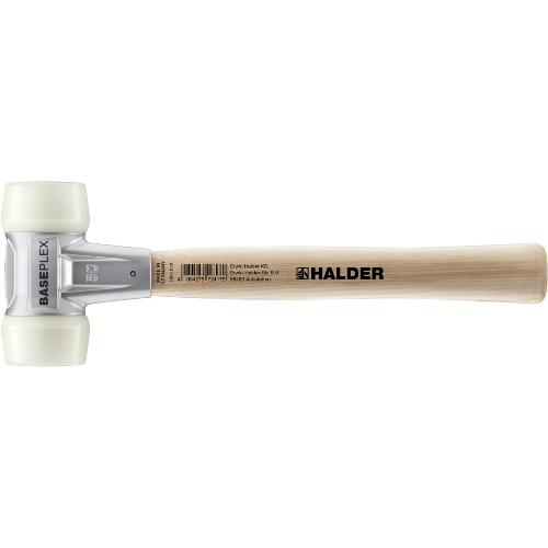 HALDER BASEPLEX-Schonhammer, Nylon / Nylon mit Zinkdruckguss-Gehäuse und Holzstiel | D=50 mm | 3908.050