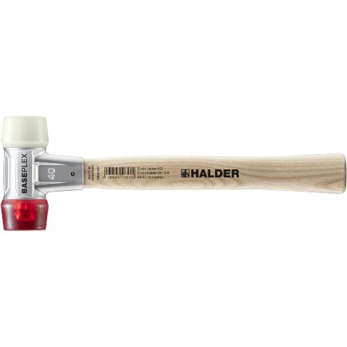 HALDER BASEPLEX-Schonhammer, Nylon / Celluloseacetat mit Zinkdruckguss-Gehäuse und Holzstiel | D=40 mm | 3968.040